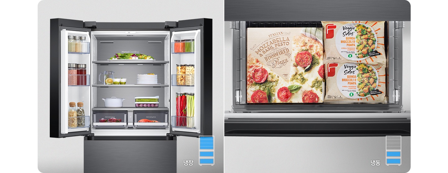 냉장모드/냉동모드에 대한 설명과 모습이 보여집니다.