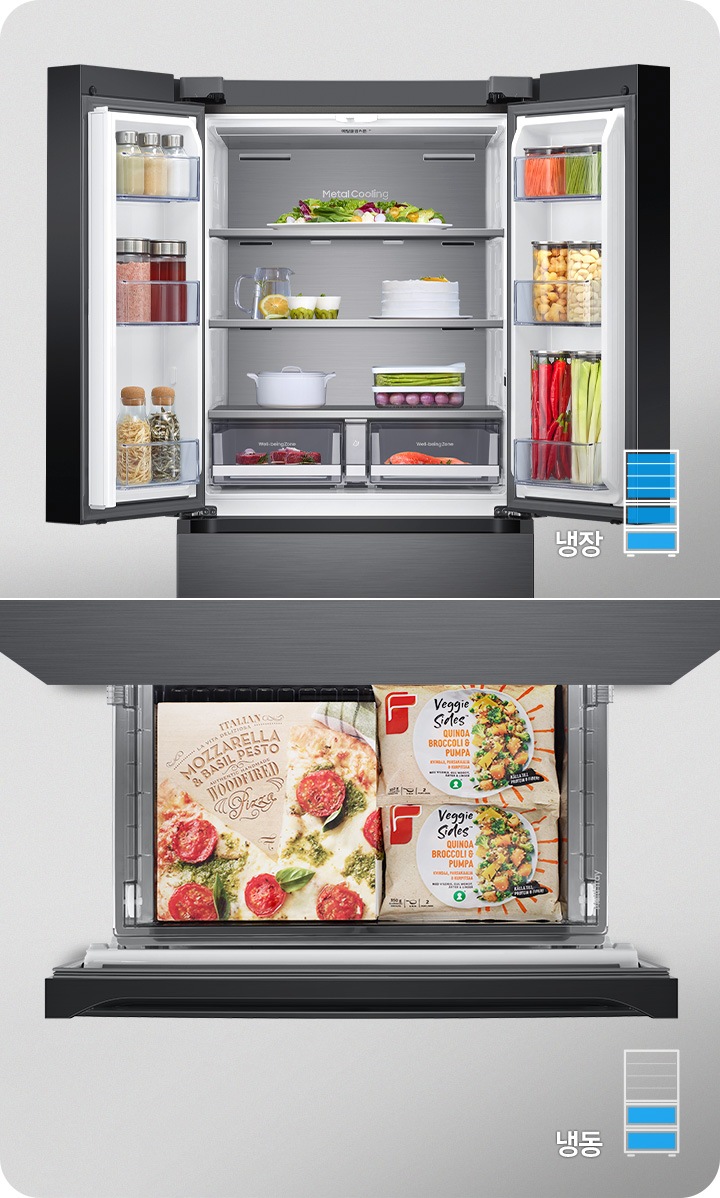 냉장모드/냉동모드에 대한 설명과 모습이 보여집니다.