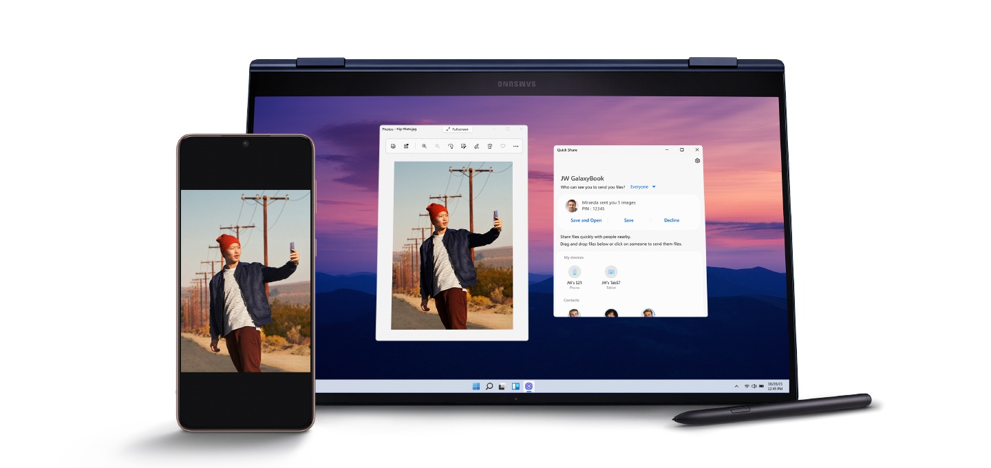 Qiuck share 를 이용해 무선으로 사진, 영상, 파일을 간단하게 전송할 수 있습니다.