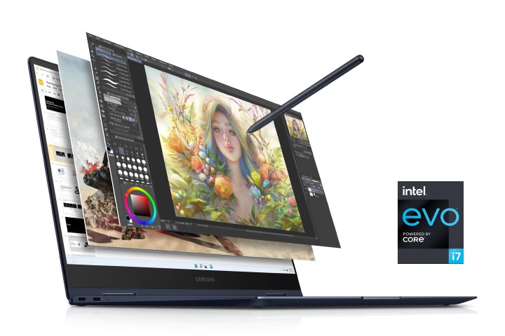 11세대 Intel® Core™ 프로세서와 Intel® Iris® Xe을 탑재하여 더 빠르고 강력한 퍼포먼스를 나타내는 이미지입니다.