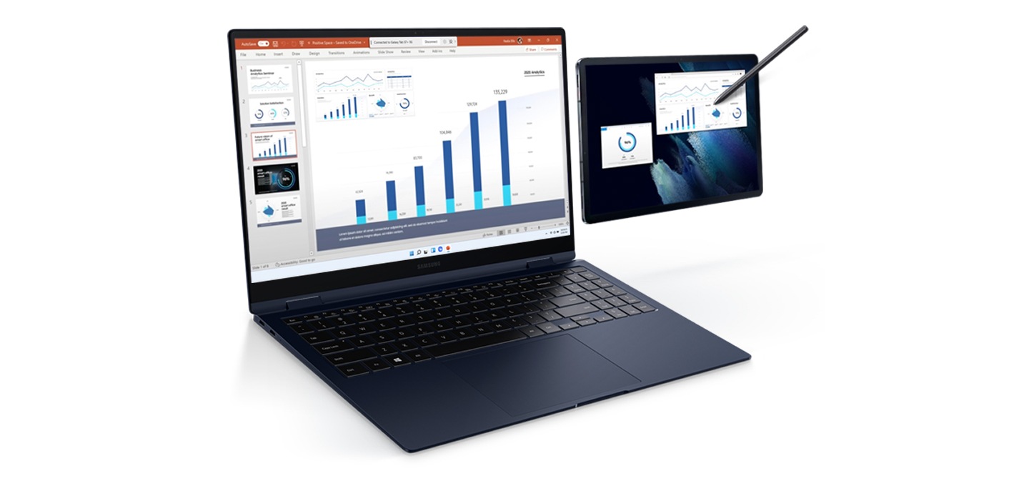 Second Screen 기능으로 태블릿과 연결하여 디스플레이를 확장하거나 복제하여 사용 할 수 있습니다.