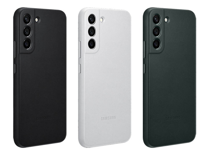 갤럭시 S22 스마트 클리어 뷰 커버(항균) 3개의 제품에 갤럭시 기기가 장착되어 있으며 각각의 다른 색으로 정면이 보여지고 있습니다.