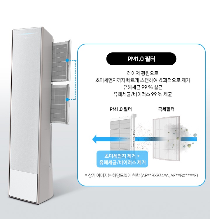 청정필터 시스템에 대한 설명을 보여주고 있습니다. 제품의 필터 이미지가 보입니다.