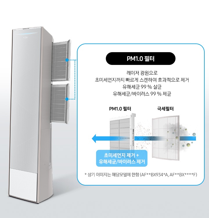 청정필터 시스템에 대한 설명을 보여주고 있습니다. 제품의 필터 이미지가 보입니다.