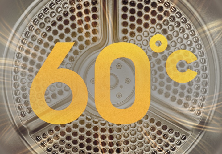 건조통 내부 온도가 60˚C 가 넘지 않는다는 이미지를 보여주고 있습니다.
