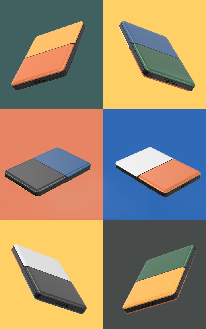 외장 HDD MOSAIC 1 TB의 패널이 컬러별로 조합되어 윗줄 3개, 아랫줄 3개 나열 되어 있습니다.