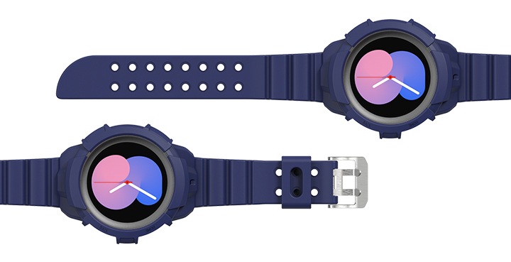 갤럭시 워치5를 장착한 갤럭시 워치 풀커버 오리지널 팩 스트랩 이미지 입니다.