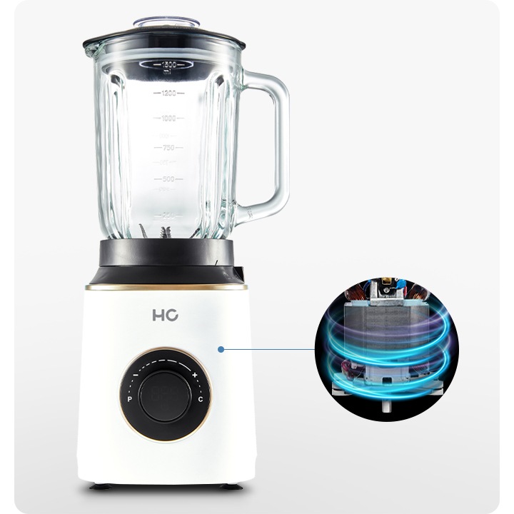 해피콜 블렌더 브리즈 베이직 플러스 정면컷과 모터 회전 이미지가 확대되어 있습니다.