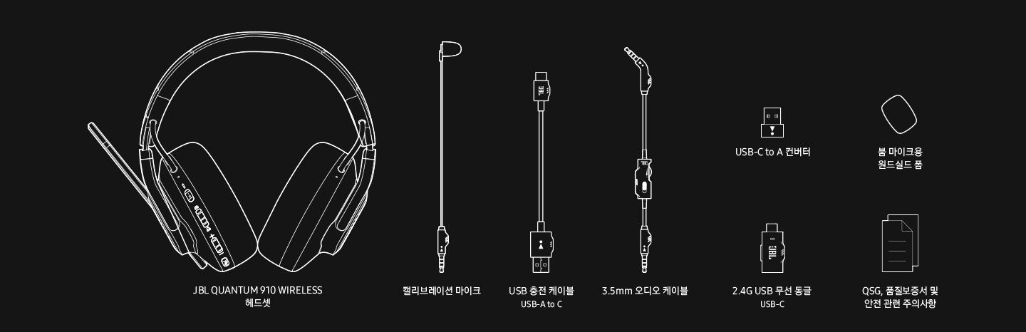 JBL QUANTUM 910 구성품 안내