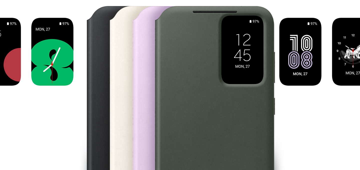 스마트뷰 월렛 케이스를 장착하고 케이스를 열지 않고 디스플레이를 볼 수 있는 소개하는 동영상의 썸네일 이미지