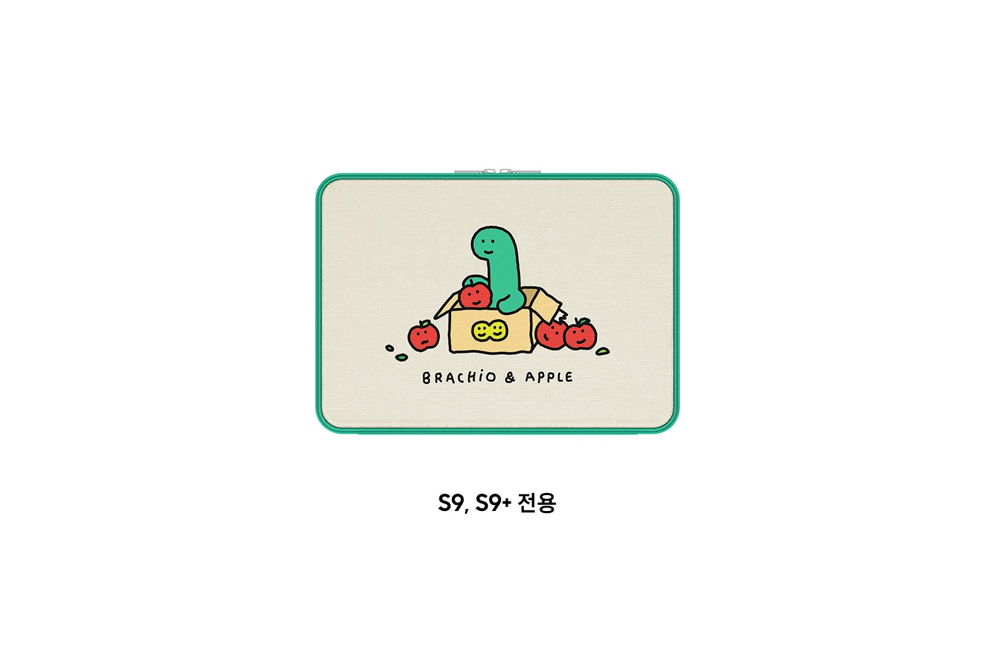 갤럭시 탭 S9+ 조구만 스튜디오 스탠딩 파우치(베이지) 제품 정면이 보여집니다.