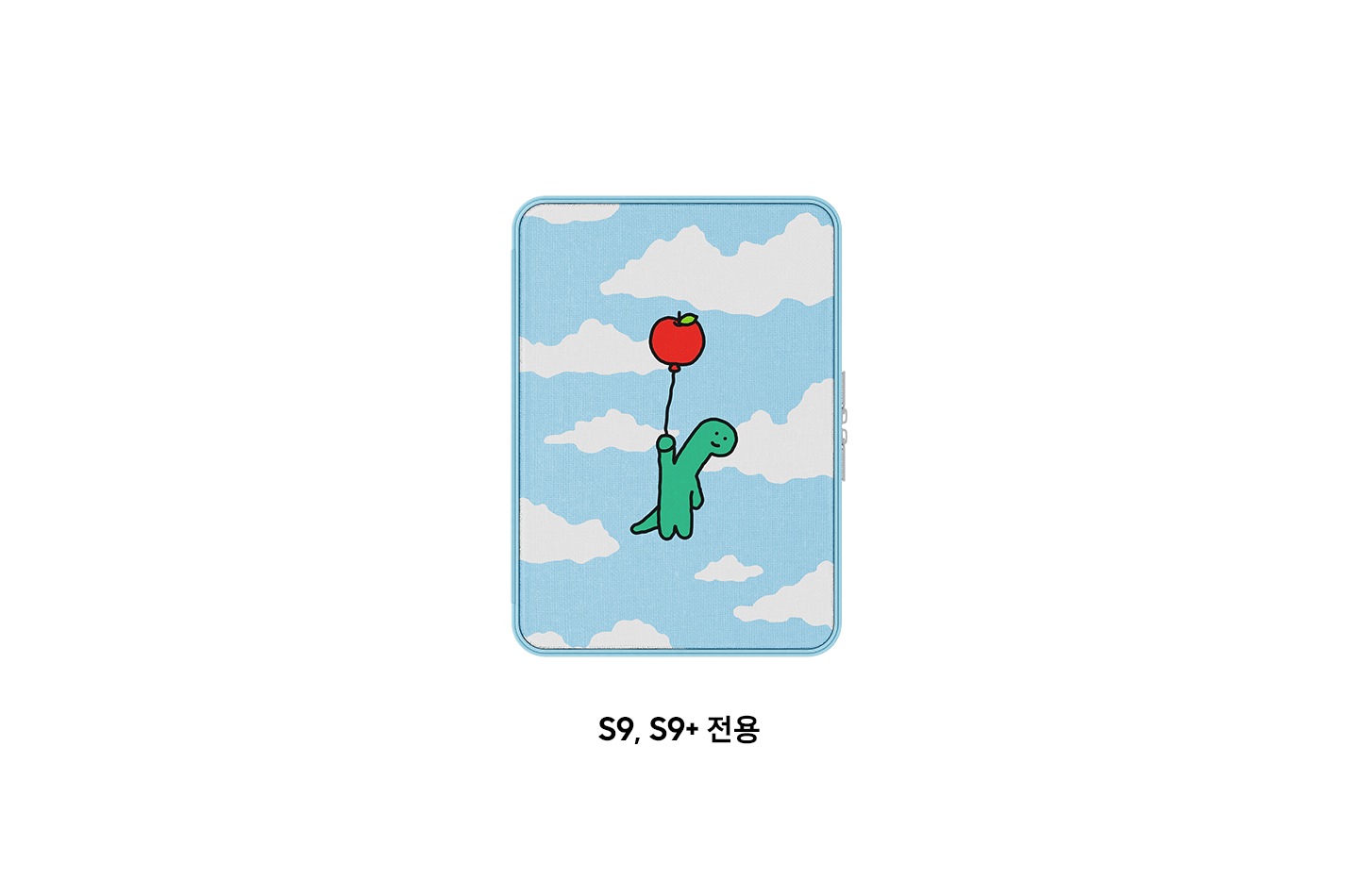 갤럭시 탭 S9+ 조구만 스튜디오 스탠딩 파우치(스카이 블루) 제품 정면이 보여집니다.