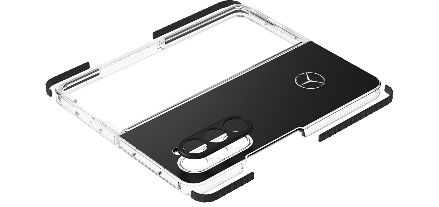 Galaxy Z Fold 5 Benz case is placed.