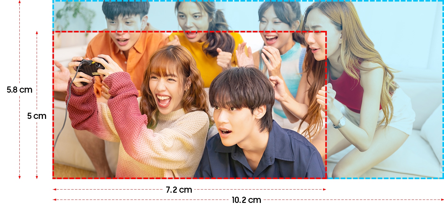 잘리는 부분이 없다는걸 사진에 비율을 표시하여 알려주는 이미지