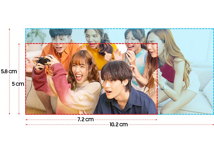 잘리는 부분이 없다는걸 사진에 비율을 표시하여 알려주는 이미지