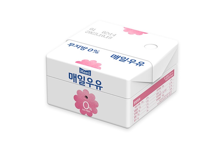 갤럭시 버즈 매일우유 케이스 (무지방) 케이스의 오른쪽 위에서 내려본 이미지