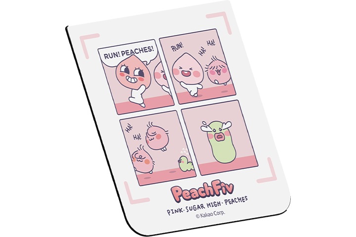 갤럭시 Z 플립5 피치파이브 플립수트 카드 (1매)가 오른쪽 윗부분 뒤로 30도 기울어진 정면 이미지입니다.