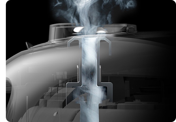 자동 스팀으로 밥솥을 세척하는 이미지를 보여 주고 있습니다.