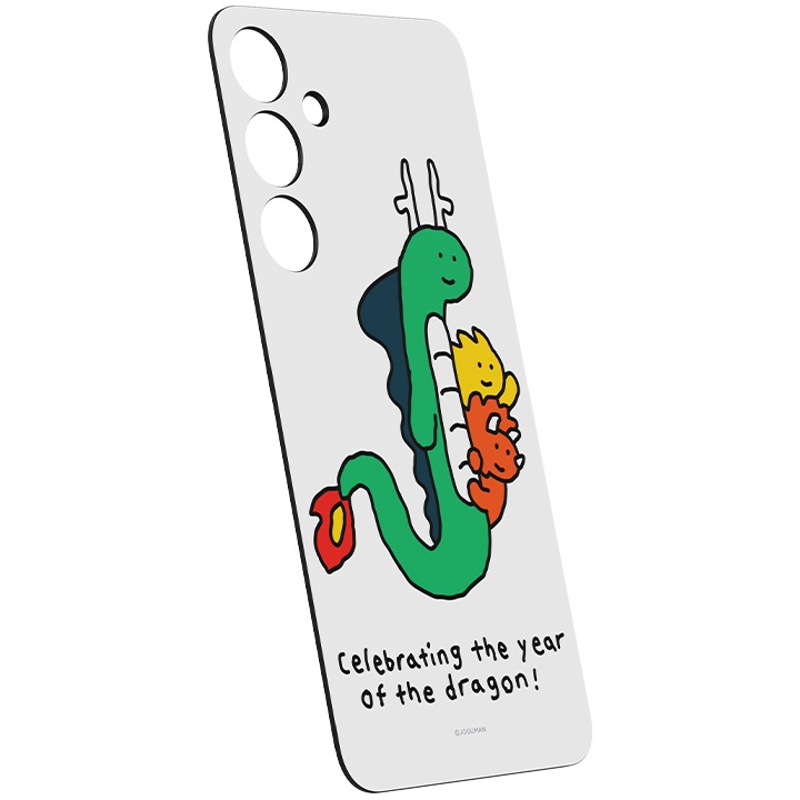 갤럭시 S24+ 조구만 플립수트 카드가 오른쪽 윗부분 뒤로 10도 돌아간 정면 이미지가 중앙에 있는 이미지입니다.