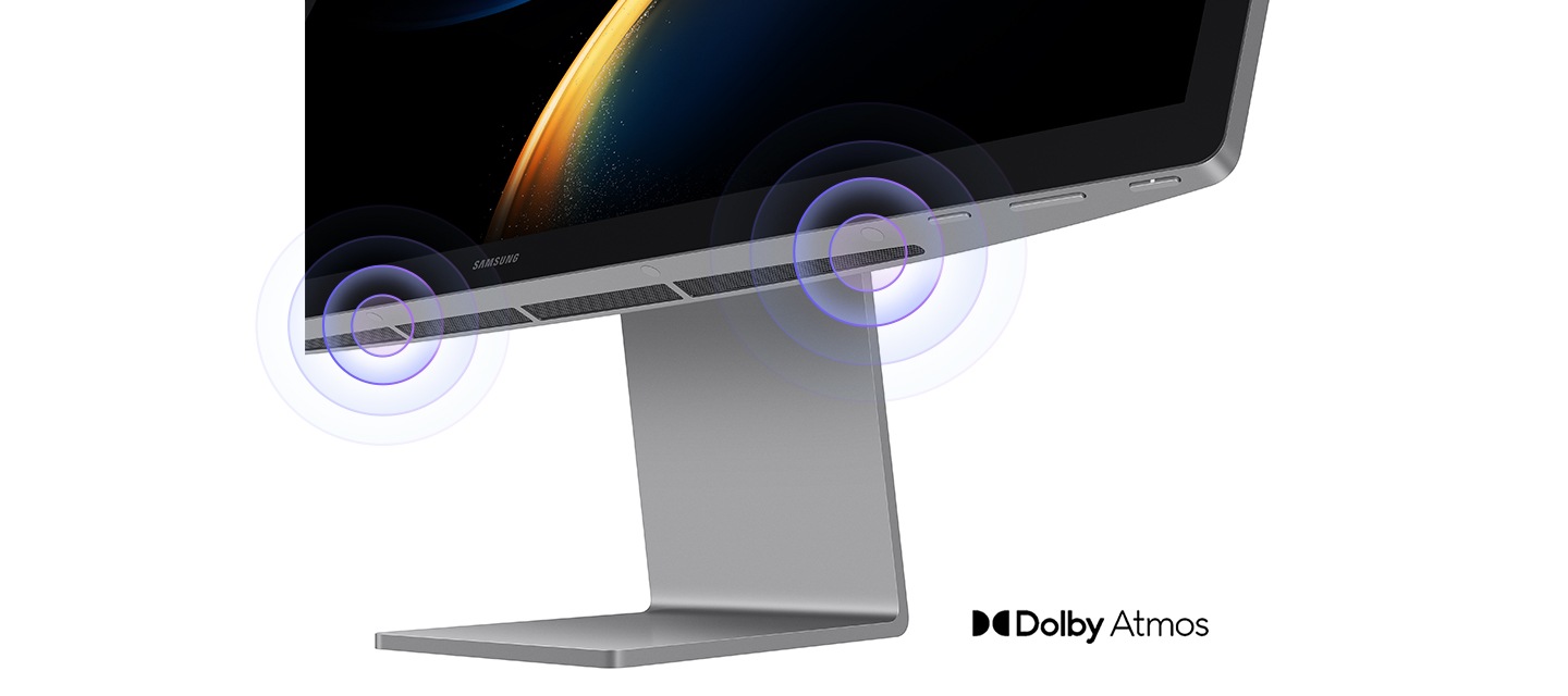 AKG™와 Dolby Atmos 스피커가 적용된 모습을 보여주고 있습니다. 