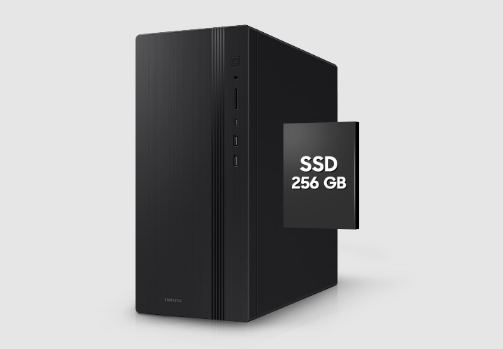 데스크탑 타워 이미지가 보이고 우측에 SSD 256 GB 텍스트가 보입니다. 