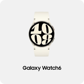 갤럭시 워치6 제품 이미지 아래 Galaxy Watch6 텍스트가 들어가있습니다. 배너 클릭 시 제품 구매 페이지로 이동합니다.