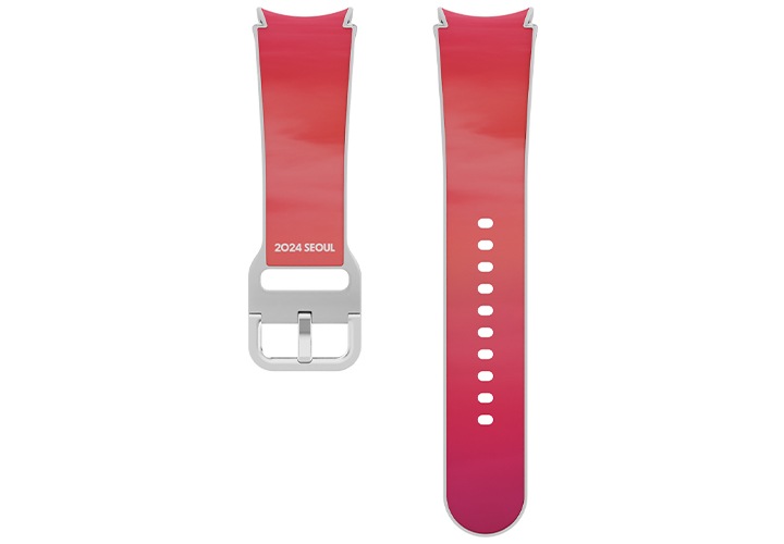 갤럭시 워치 스카이코랄 그라데이션 스트랩 (2024 서울색) 제품을 세로로 나열한 정면 이미지입니다.