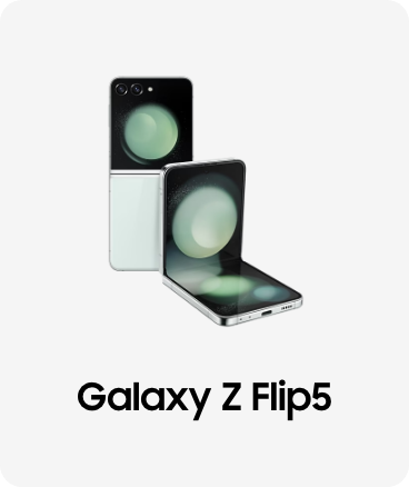 민트색상의 z플립5 제품 이미지 아래 Galaxy Z Flip5 텍스트가 들어가있습니다. 배너 클릭 시 제품 구매 페이지로 이동합니다.