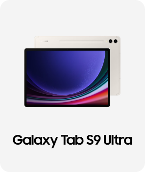 갤럭시 탭S9 Ultra 정면 뒤에 후면이 겹쳐져있는이미지, Galaxy Tab S9 Ultra 텍스트, 배너 클릭 시 제품 구매 페이지로 이동