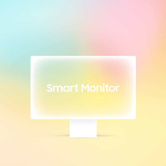 파스텔톤 배경 가운데 Smart Monitor이 화면에 적힌 모니터가 흰색 라인으로 그려져 있다