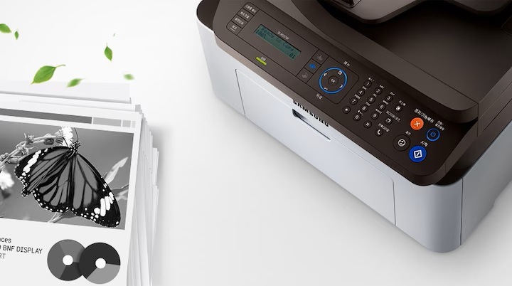 삼성 SL-M2078FW의 1,200 x 1,200 dpi로 선명한 명암 효과와 깨끗한 선처리를 보여주는 컷으로, 나비가 보이고 있습니다.