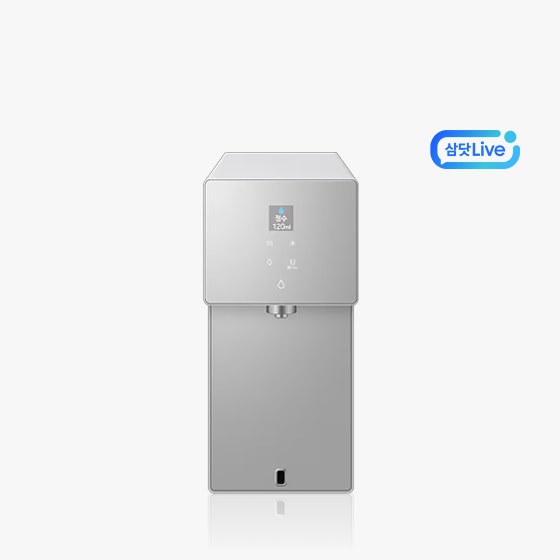 Bespoke AI 정수기 + 우측상단 삼닷 Live 로고