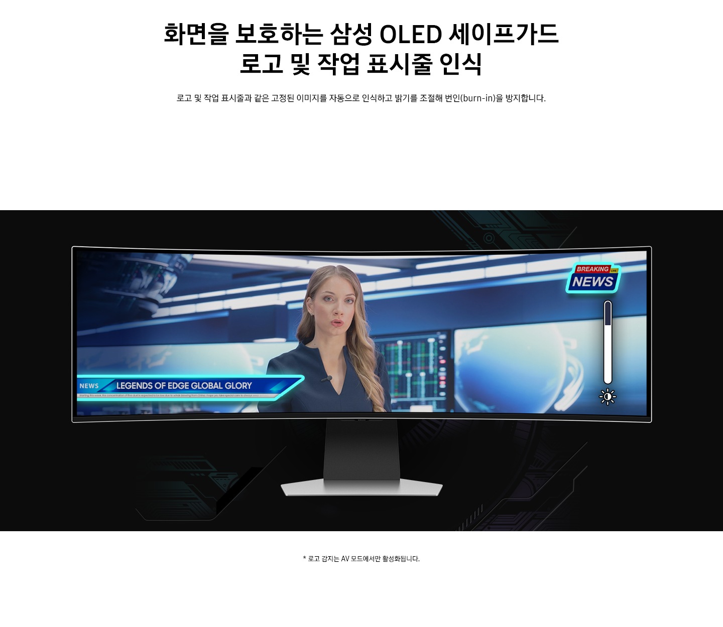 화면을 보호하는 삼성 OLED 세이프가드 로고 및 작업 표시줄 인식 : 뉴스의 한장면과 같은 이미지로 게임의 우승소식을 전해주고 있습니다.