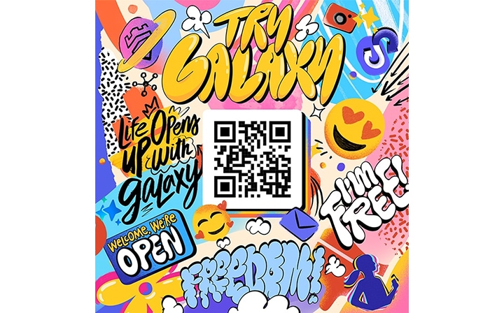 Try Galaxy에 접속하기 위한 QR 코드가 표시되어 있습니다.