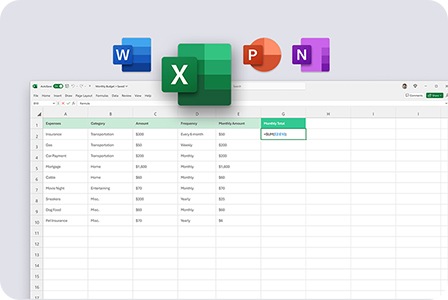 Exel 화면과 위쪽에 네 가지 아이콘이 보입니다.
