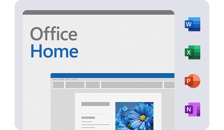 Office Home이라는 문구와 오른쪽에 네 가지 아이콘이 보입니다. 