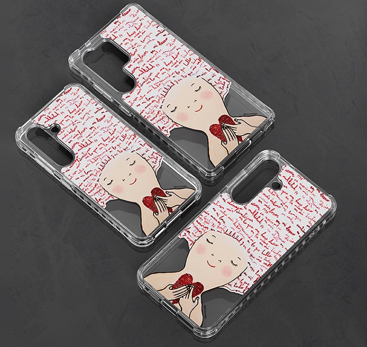 블랙 색상의 배경에 갤럭시 S25 에바알머슨 버라이어티 마그넷 케이스, 갤럭시 S25 Ultra 에바알머슨 버라이어티 마그넷 케이스의 정면 이미지가 왼쪽으로 45도 정도 기울어져 왼쪽에서 오른쪽으로 나열되어 있는 이미지와 이미지 하단 부분에 갤럭시 S25+ 에바알머슨 버라이어티 마그넷 케이스의 정면 이미지가 오른쪽으로 45도 정도 기울어져 보이고 있습니다.