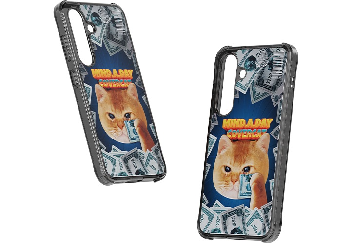 이미지 왼쪽 부분에는 갤럭시 S25 마인드어데이 버라이어티 마그넷 케이스가 오른쪽 윗부분으로 20도 정도 돌아간 정면 이미지가 보이고 있고 이미지 오른쪽 부분에는 갤럭시 S25 마인드어데이 버라이어티 마그넷 케이스가 왼쪽 윗부분으로 10도 정도 돌아간 정면 이미지가 보이고 있는 이미지입니다.