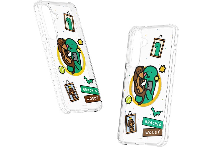 이미지 왼쪽 부분에는 갤럭시 S25+ 조구만 버라이어티 마그넷 케이스가 오른쪽 윗부분으로 20도 정도 돌아간 정면 이미지가 보이고 있고 이미지 오른쪽 부분에는 갤럭시 S25+ 조구만 버라이어티 마그넷 케이스가 왼쪽 윗부분으로 10도 정도 돌아간 정면 이미지가 보이고 있는 이미지입니다.