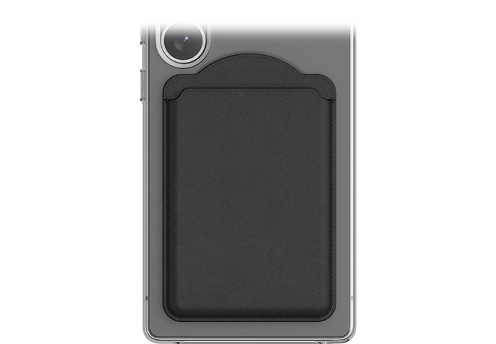 마그네틱 월렛 블랙 제품을 마그넷 케이스 뒷부분에 부착한 정면 이미지입니다.