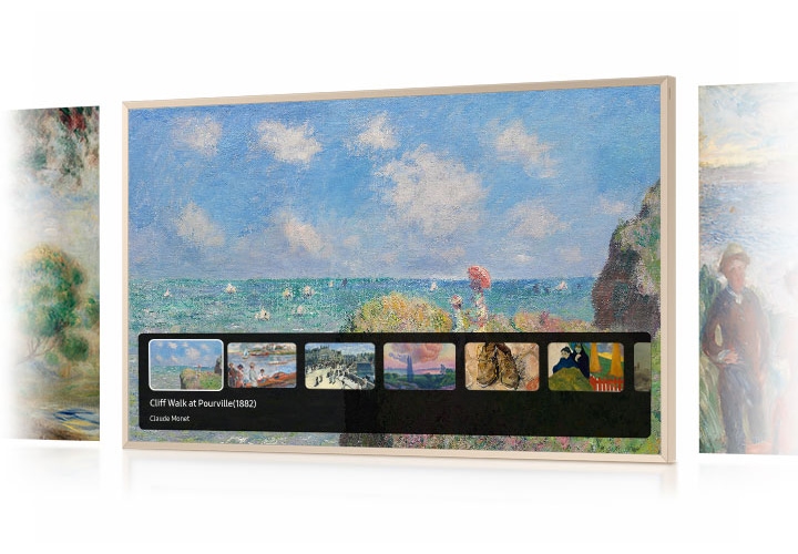 TV 화면 속에 명화가 보입니다.