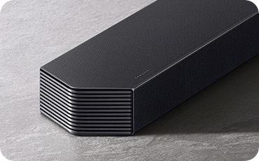 사운드바의 왼쪽 상단 확대 이미지가 보입니다.