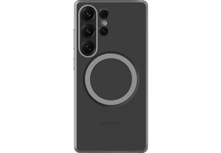 클리어 마그넷 케이스를 장착한 단말 정면 이미지가 보이고 있습니다.