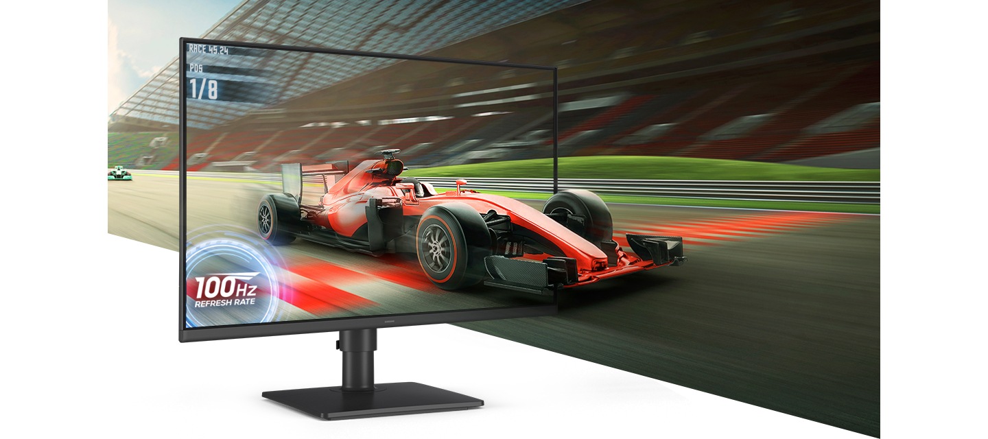 화면을 뚫고 나오는 듯한 경주용차가 보입니다