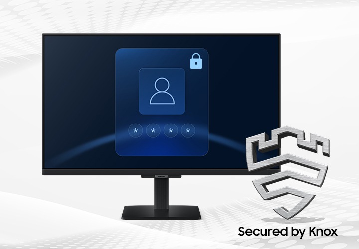 모니터 화면에 보안을 뜻하는 이미지가 보입니다.