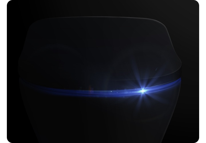 어둔은 화면의 변기의 삼성 비데가 빛을 나는 모습이 보여집니다.