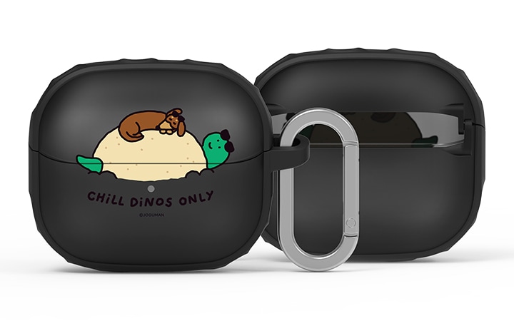 갤럭시 버즈3 FE 범퍼 케이스 위드 카라비너 (조구만) 정면 이미지와 뒷면 이미지가 살짝 겹쳐있는 이미지 입니다.