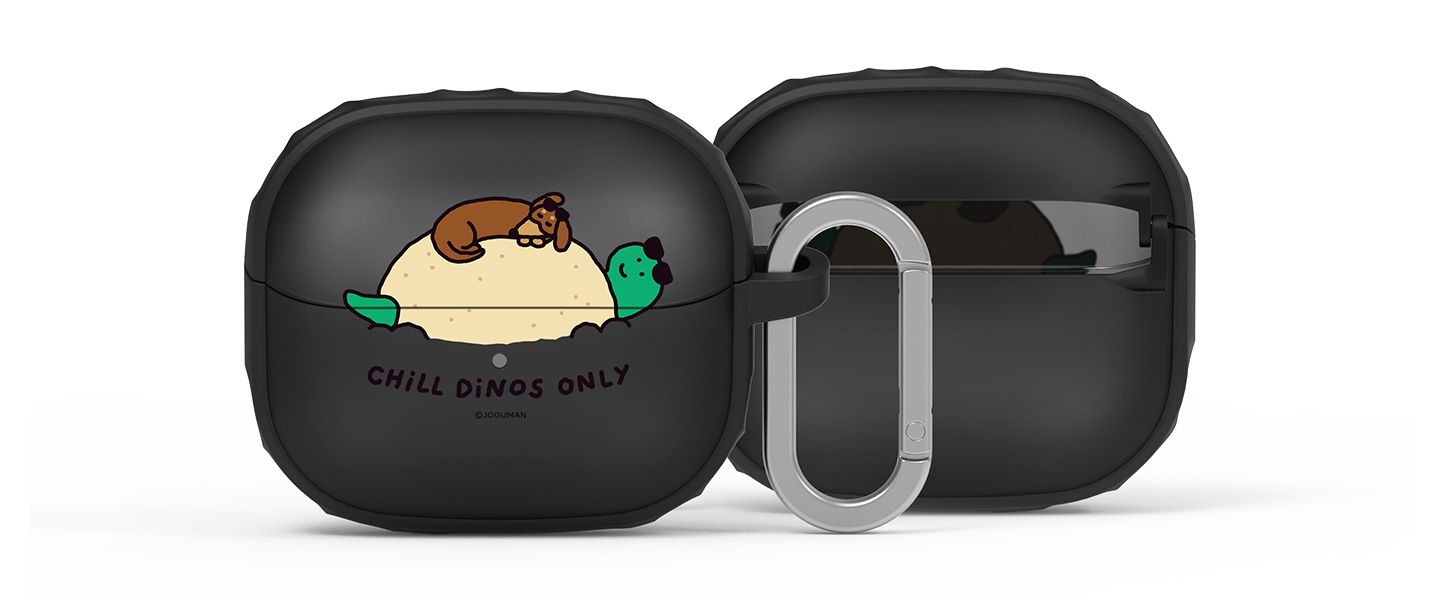 갤럭시 버즈3 FE 범퍼 케이스 위드 카라비너 (조구만) 정면 이미지와 뒷면 이미지가 살짝 겹쳐있는 이미지 입니다.