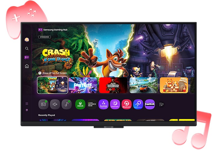 모니터로 게임을 즐길 수 있는 모습을 보여줍니다.