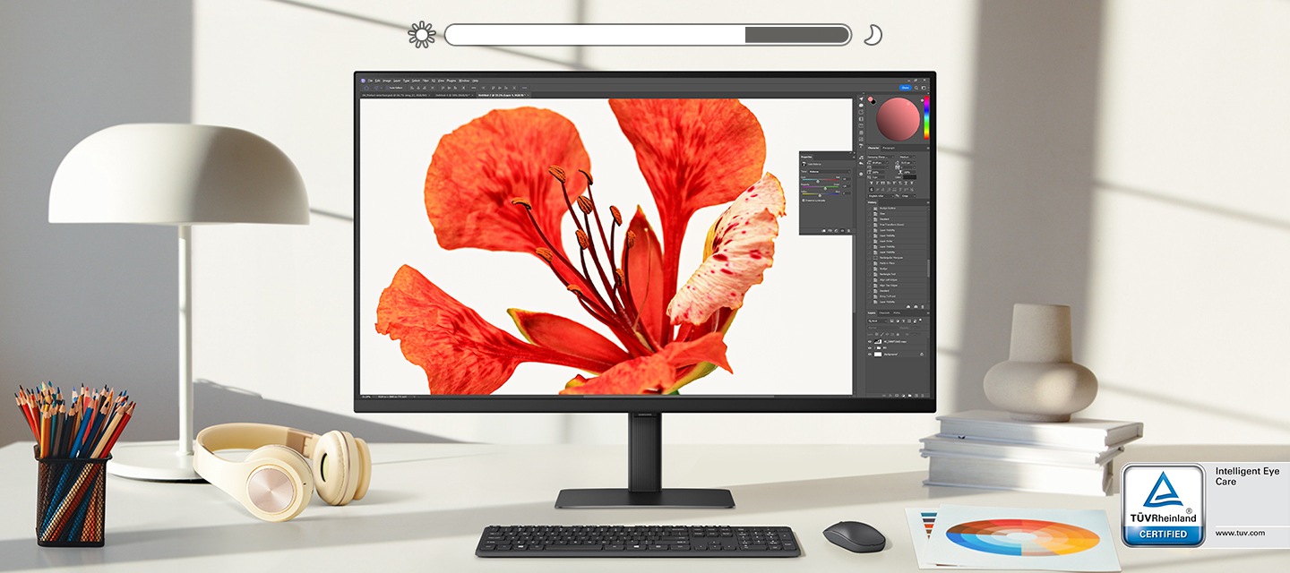 TÜV 인증을 받은 아이 세이버 모드를 나타내고 있는 연출된 이미지 입니다.
